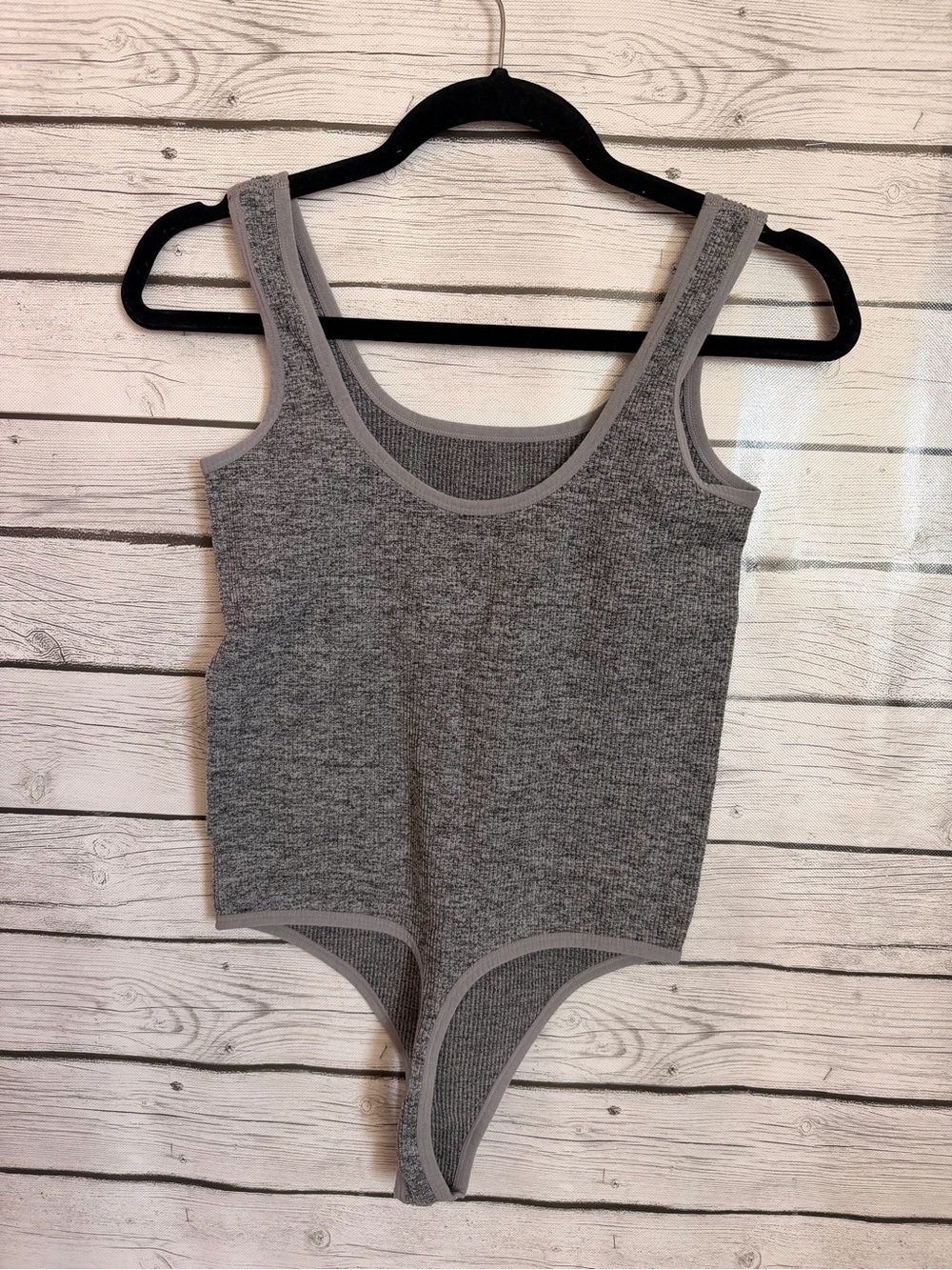 Colsie Gray Ribbed Tank Bodysuit - Picture 2 of 2